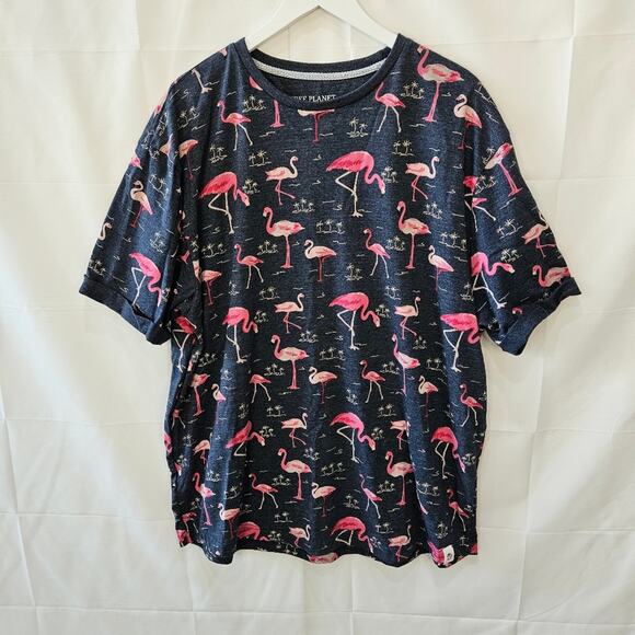 Free Planet Flamingo AOP Short Sleeve Tee Pink Blue Size 2X - Picture 1 of 8